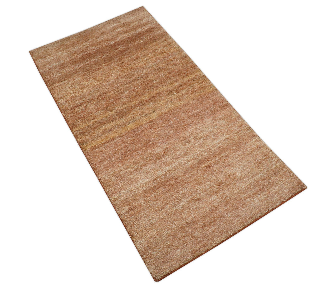 Solid Rust Hand knotted Contemporary Custom Made wool Area Rug - The Rug Decor
