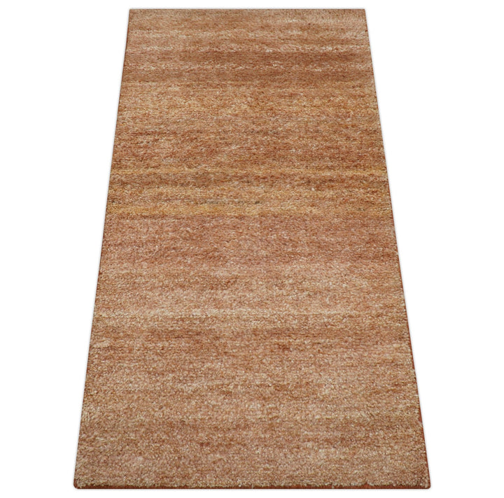 Solid Rust Hand knotted Contemporary Custom Made wool Area Rug - The Rug Decor