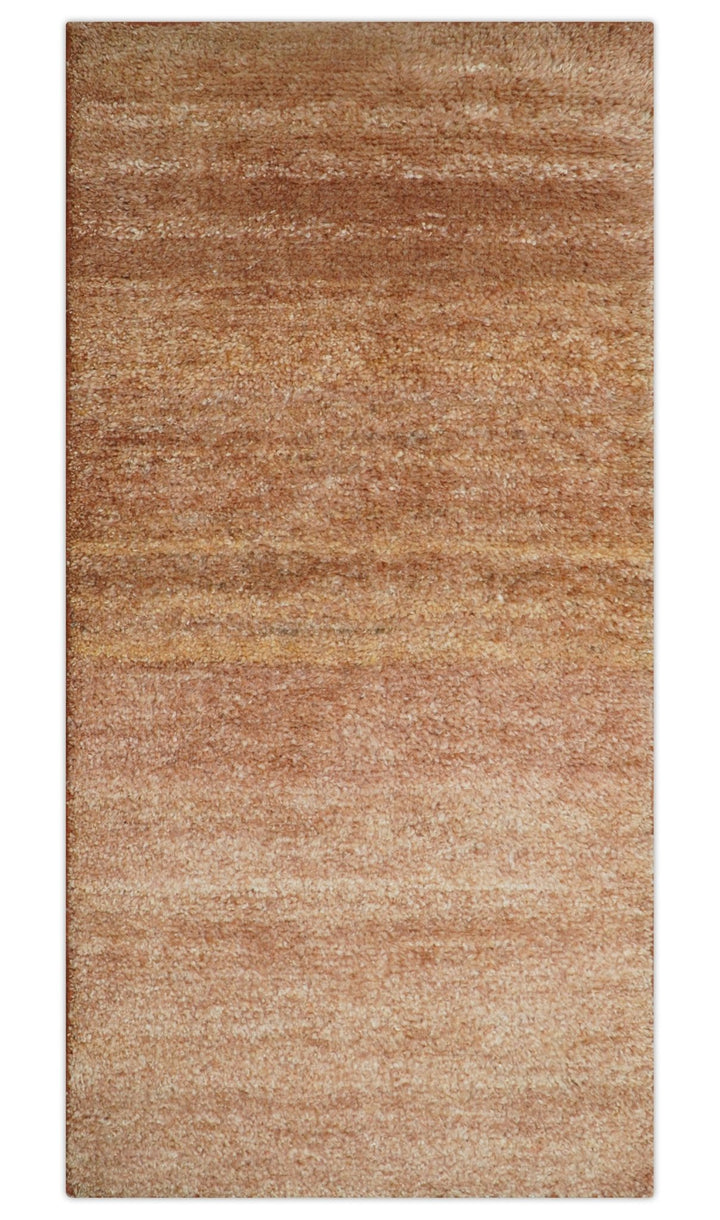 Solid Rust Hand knotted Contemporary Custom Made wool Area Rug - The Rug Decor