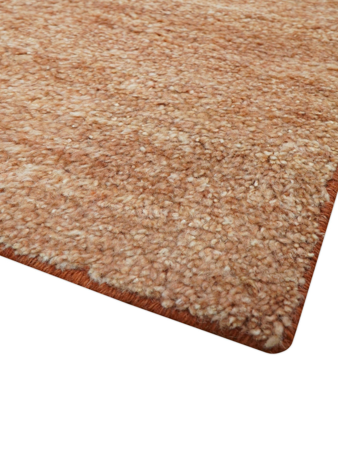 Solid Rust Hand knotted Contemporary Custom Made wool Area Rug - The Rug Decor