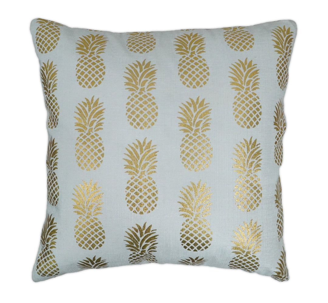 Square Pineapple Printed Modern Contemporary Accent Gold and White Pillow Cover - The Rug Decor