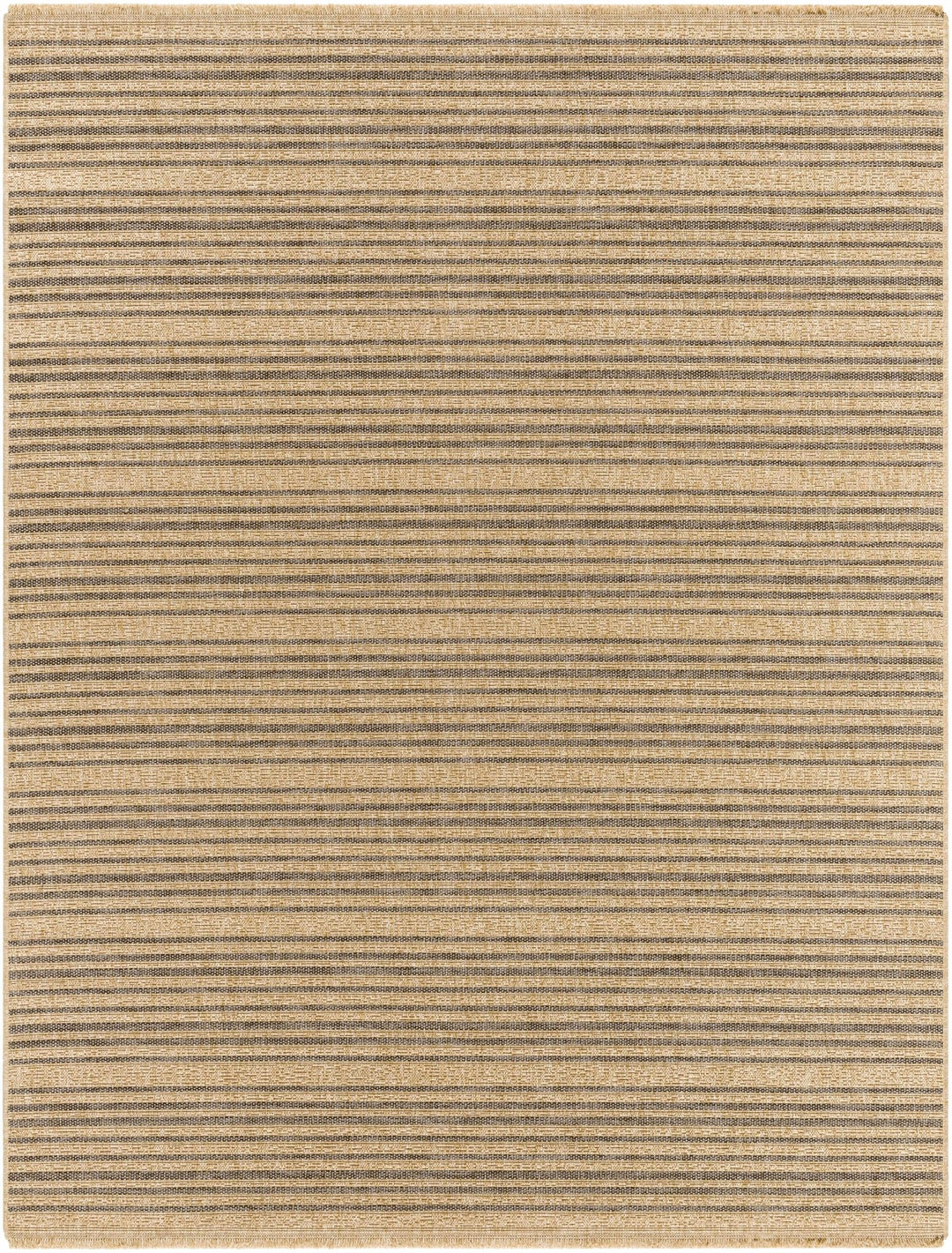Tan And Gray Stripes Pattern Machine Woven Indoor & Outdoor Rug - The Rug Decor