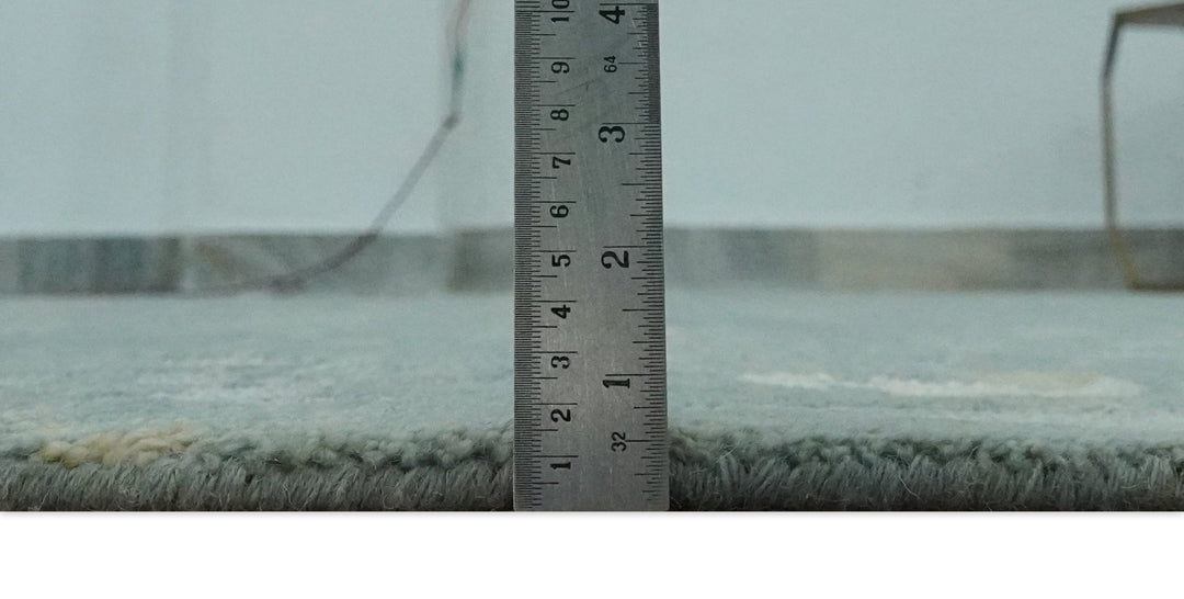 Teal, Beige, Silver and Charcoal Modern abstract Hand Knotted 5x8 wool Area Rug - The Rug Decor