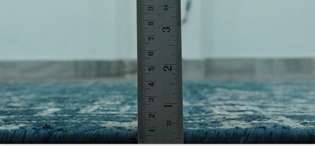 Teal, Blue and Silver 5x8 Hand Knotted Modern Abstract Art Silk Area Rug - The Rug Decor