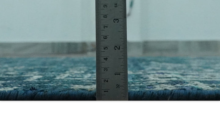 Teal, Blue and Silver 5x8 Hand Knotted Modern Abstract Art Silk Area Rug - The Rug Decor