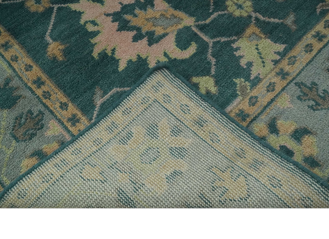Teal, Gray and Beige Hand Knotted Traditional Oushak Custom Made wool Area Rug - The Rug Decor