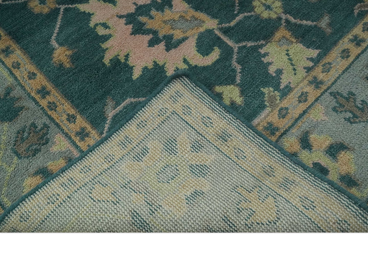 Teal, Gray and Beige Hand Knotted Traditional Oushak Custom Made wool Area Rug - The Rug Decor