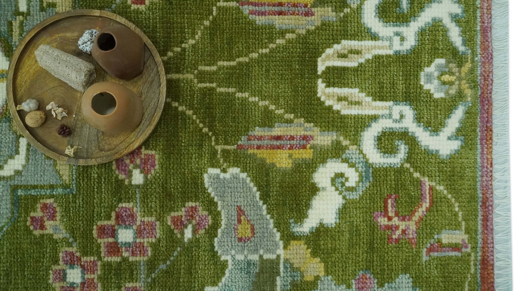 The Peacock Garden Green Bird Hand Knotted 8x10 Wool Area Rug - The Rug Decor