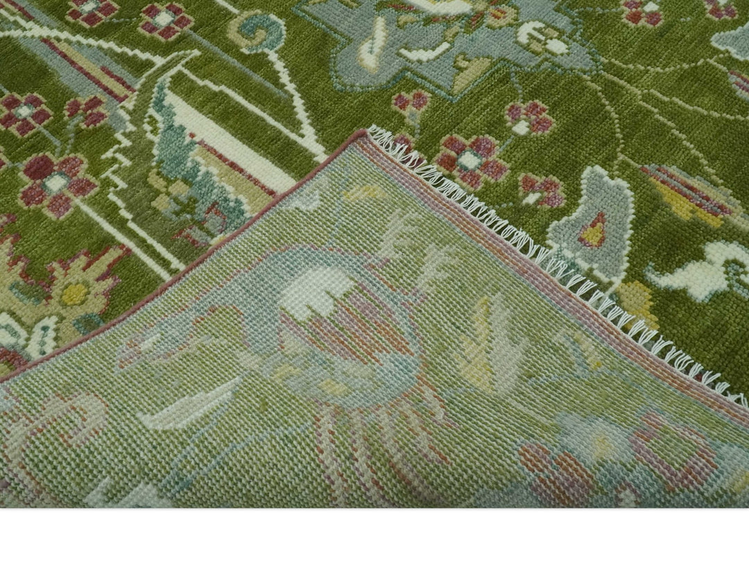 The Peacock Garden Green Bird Hand Knotted 8x10 Wool Area Rug - The Rug Decor