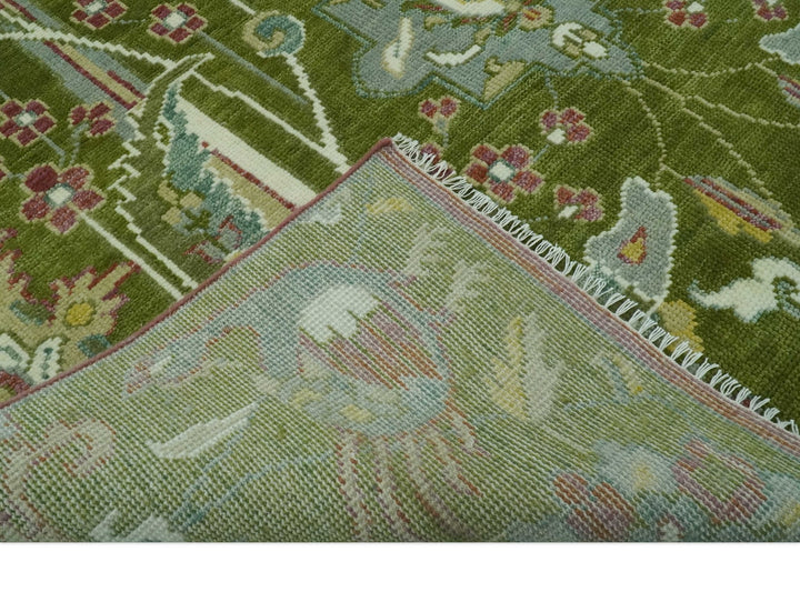 The Peacock Garden Green Bird Hand Knotted 8x10 Wool Area Rug - The Rug Decor