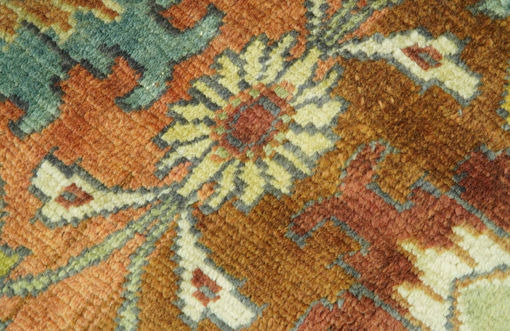 Traditional Antique Turkish Design Rust And Blue Hand Knotted 4x5 Wool Area Rug - The Rug Decor