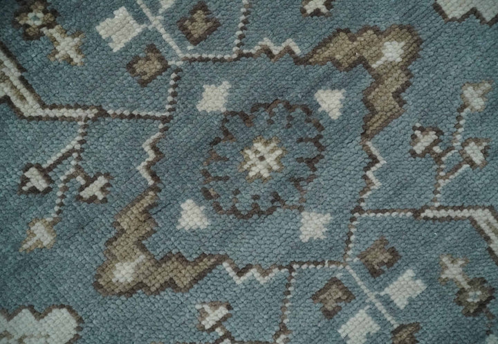 Traditional Blue, Ivory and Brown Oriental Oushak 8x10 wool Area Rug - The Rug Decor