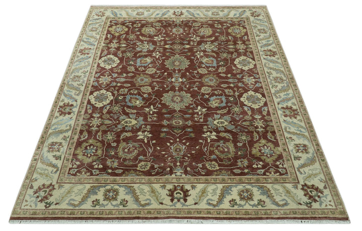 Traditional Design Red And Beige 8x10 Hand Knotted wool rug - The Rug Decor