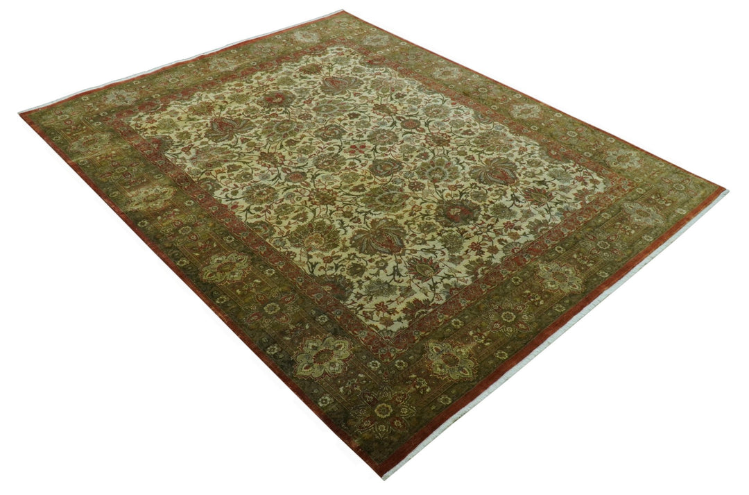 Traditional Fine Serapi Design Beige And Brown Hand Knotted 8x10 Wool Area Rug - The Rug Decor