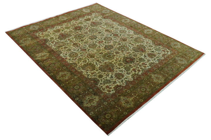 Traditional Fine Serapi Design Beige And Brown Hand Knotted 8x10 Wool Area Rug - The Rug Decor