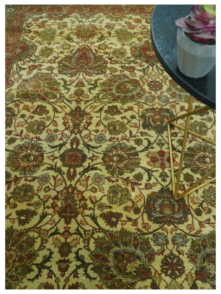 Traditional Fine Serapi Design Beige And Brown Hand Knotted 8x10 Wool Area Rug - The Rug Decor