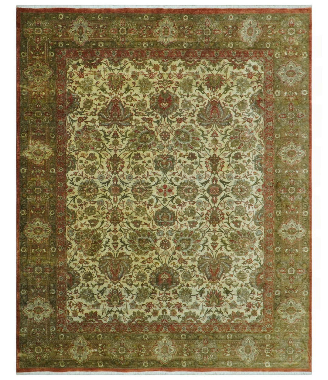 Traditional Fine Serapi Design Beige And Brown Hand Knotted 8x10 Wool Area Rug - The Rug Decor