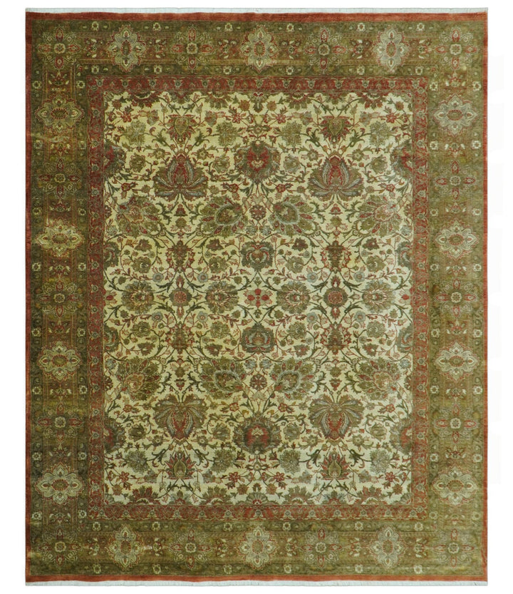 Traditional Fine Serapi Design Beige And Brown Hand Knotted 8x10 Wool Area Rug - The Rug Decor