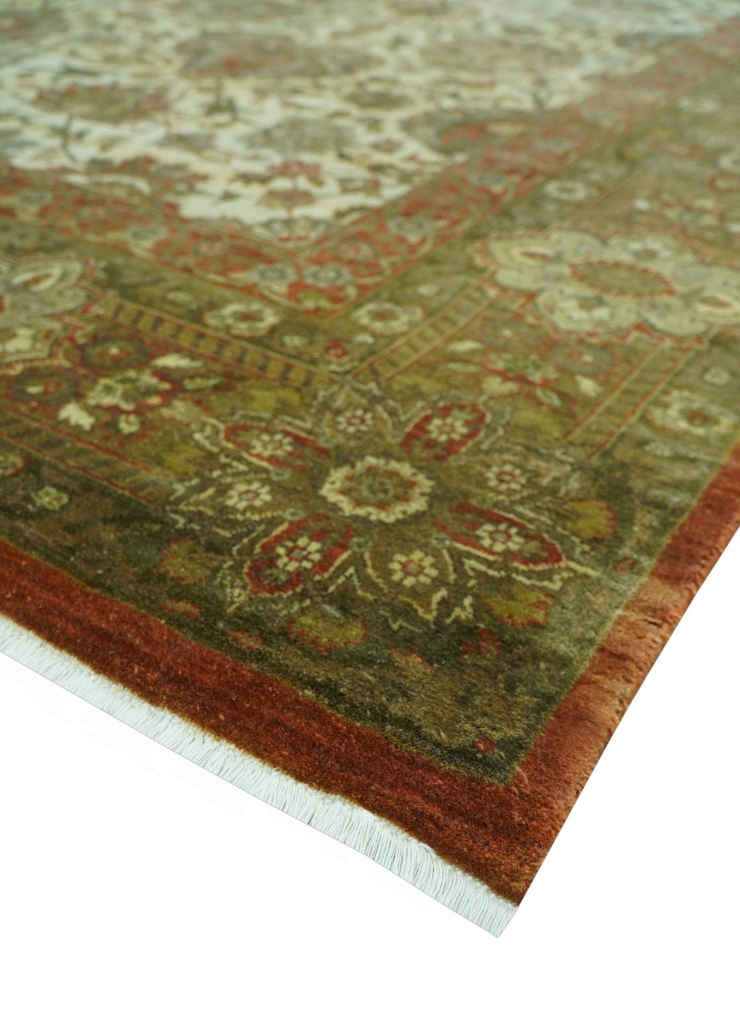 Traditional Fine Serapi Design Beige And Brown Hand Knotted 8x10 Wool Area Rug - The Rug Decor
