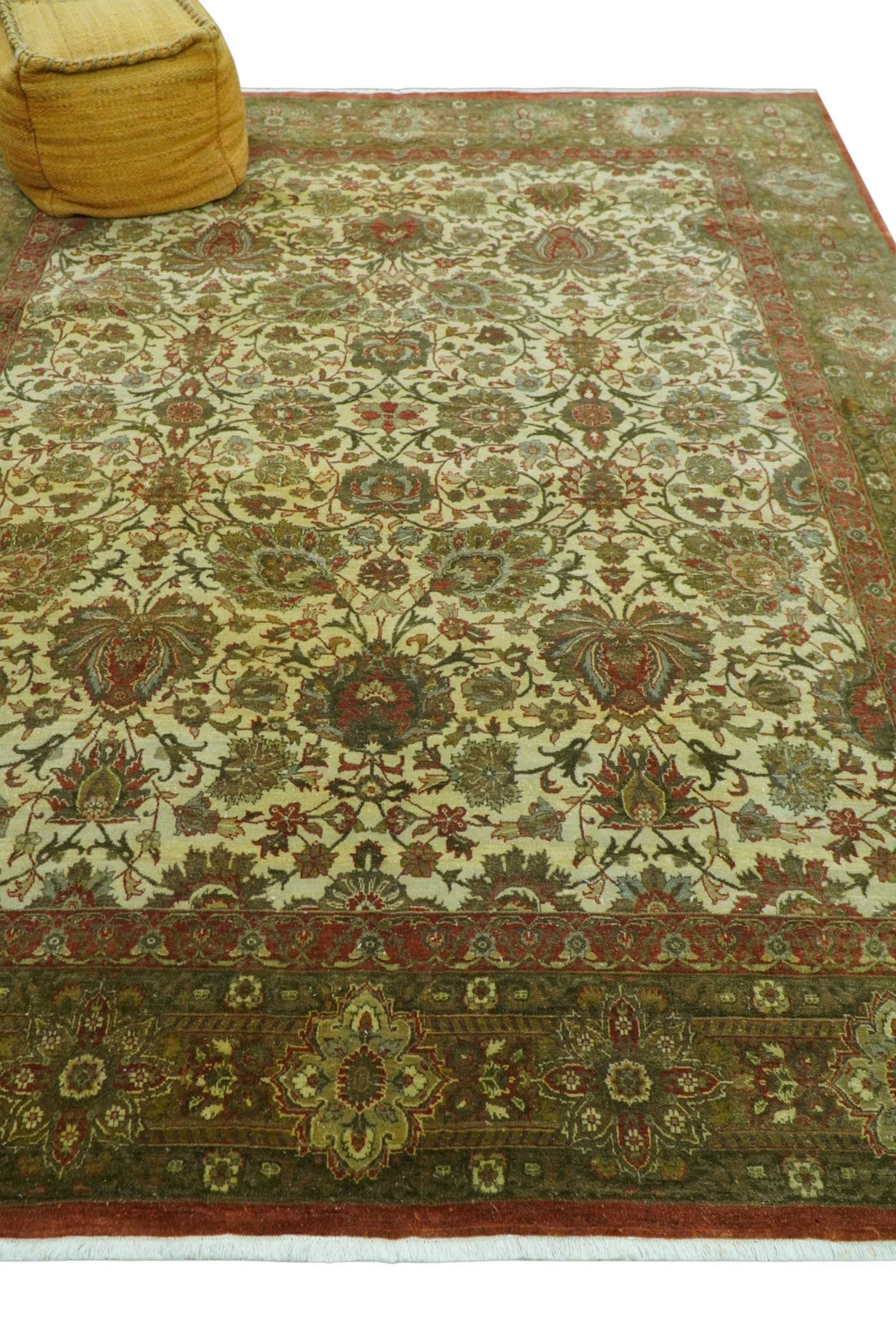 Traditional Fine Serapi Design Beige And Brown Hand Knotted 8x10 Wool Area Rug - The Rug Decor