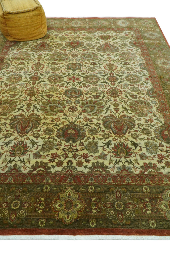 Traditional Fine Serapi Design Beige And Brown Hand Knotted 8x10 Wool Area Rug - The Rug Decor