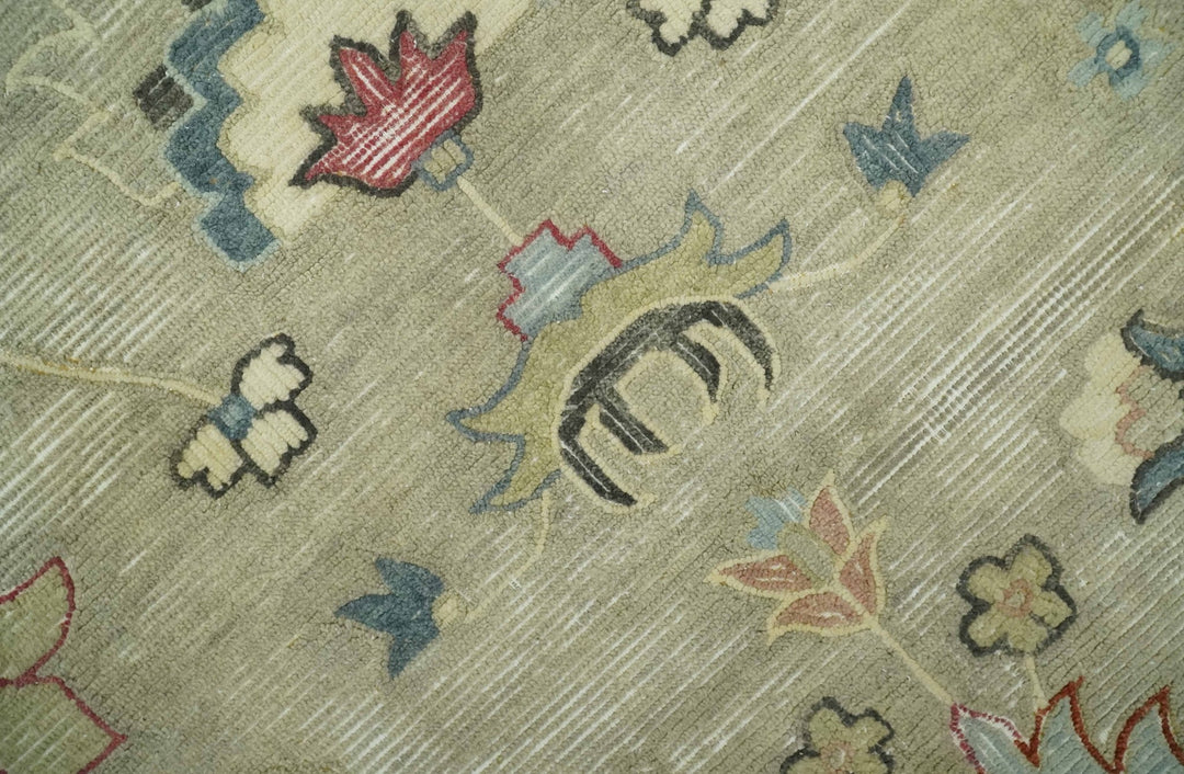 Traditional Floral 8x10 Beige Hand Tufted Oriental distressed wool area rug - The Rug Decor