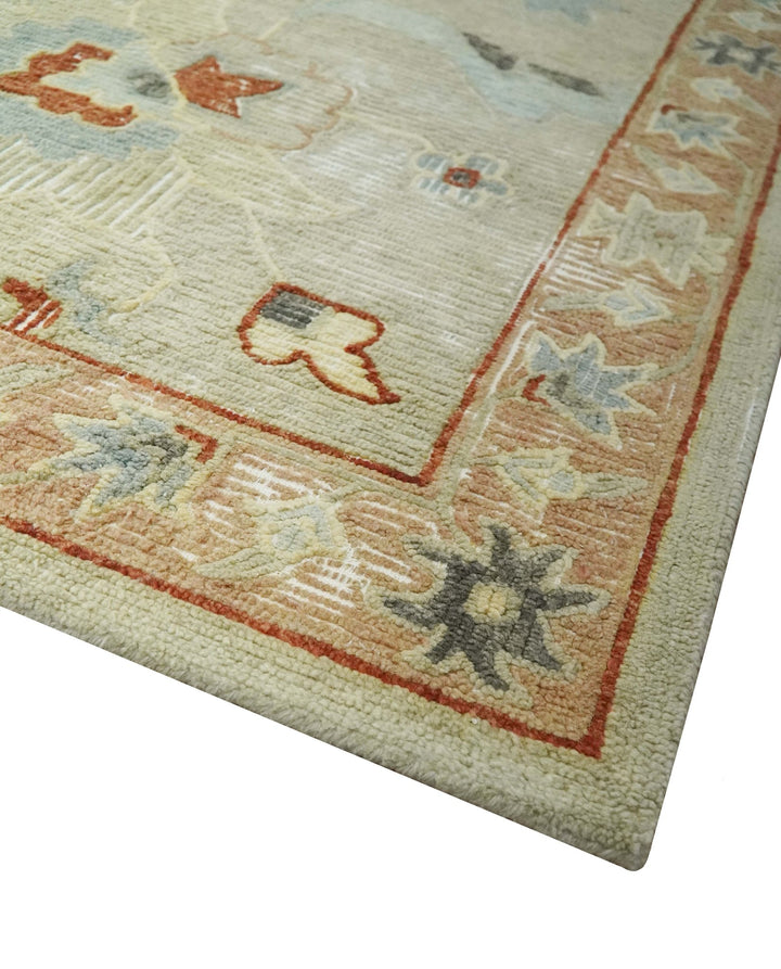 Traditional Floral 8x10 Beige Hand Tufted Oriental distressed wool area rug - The Rug Decor