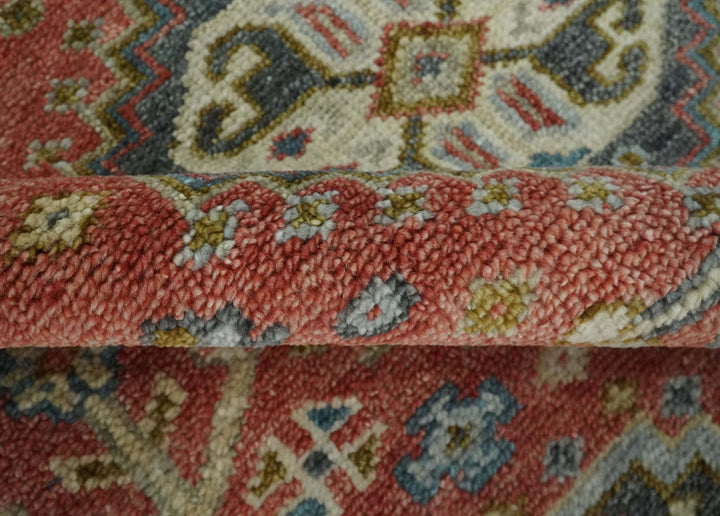 Traditional floral Rust, Charcoal and Beige Mamluk design Custom Made wool Area Rug - The Rug Decor