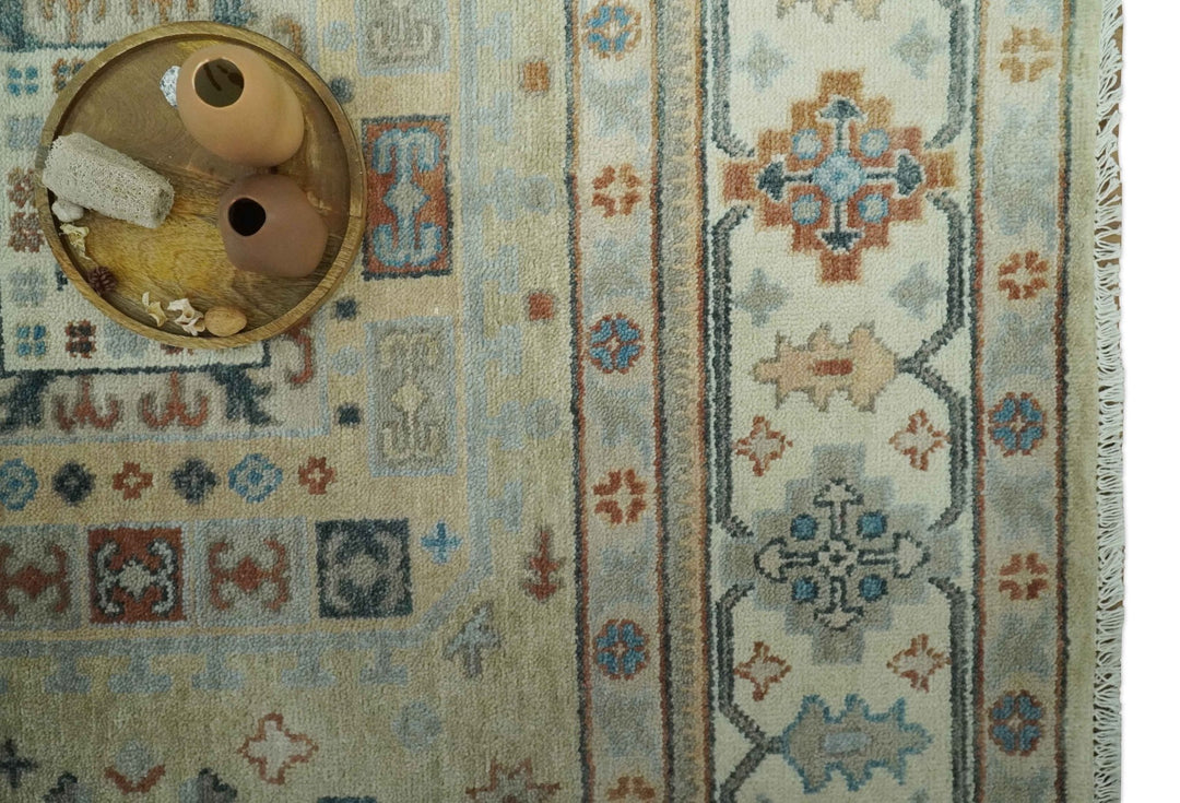 Traditional Mamluk Design Beige and Ivory Hand Knotted 8x10 wool area rug - The Rug Decor