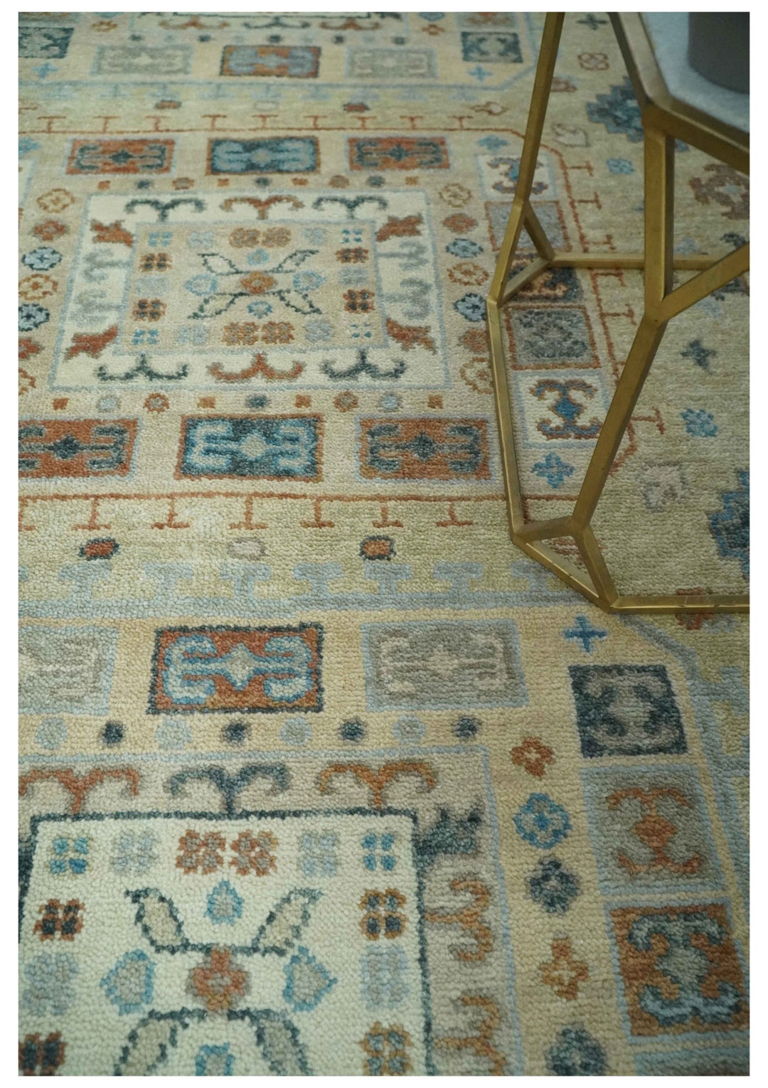 Traditional Mamluk Design Beige and Ivory Hand Knotted 8x10 wool area rug - The Rug Decor