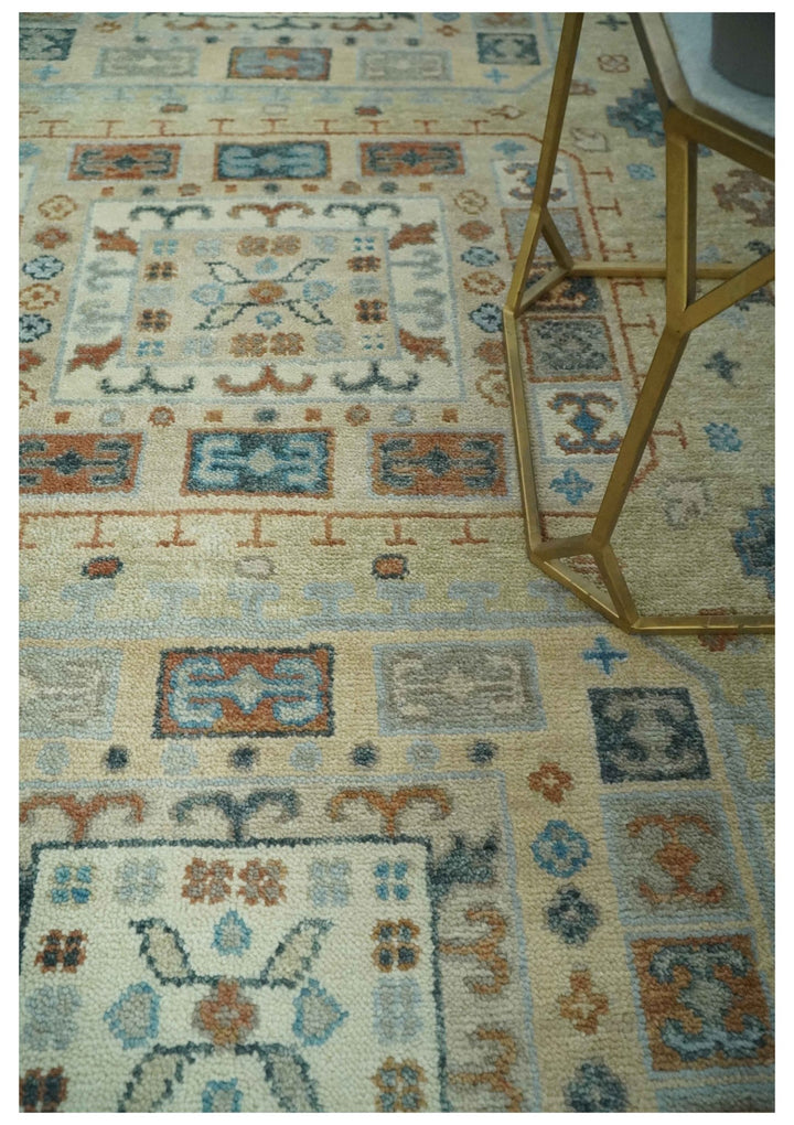 Traditional Mamluk Design Beige and Ivory Hand Knotted 8x10 wool area rug - The Rug Decor