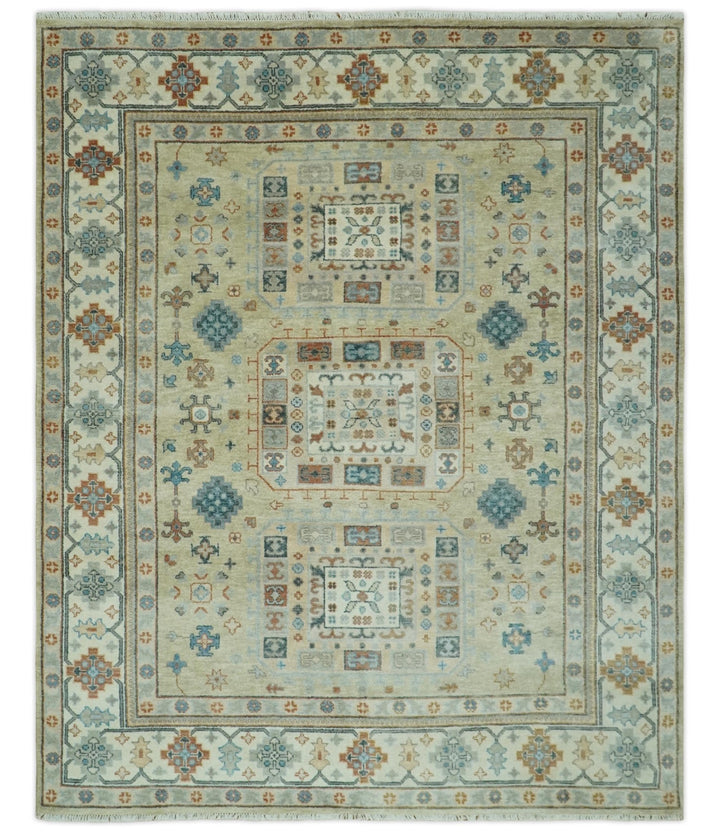 Traditional Mamluk Design Beige and Ivory Hand Knotted 8x10 wool area rug - The Rug Decor