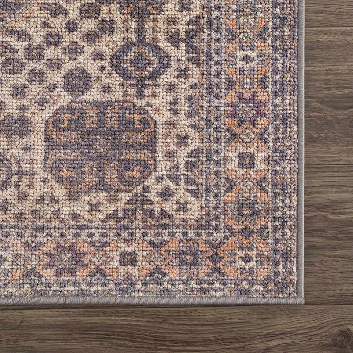 Traditional Oriental Design Beige and Purple Medium pile Area rug - The Rug Decor