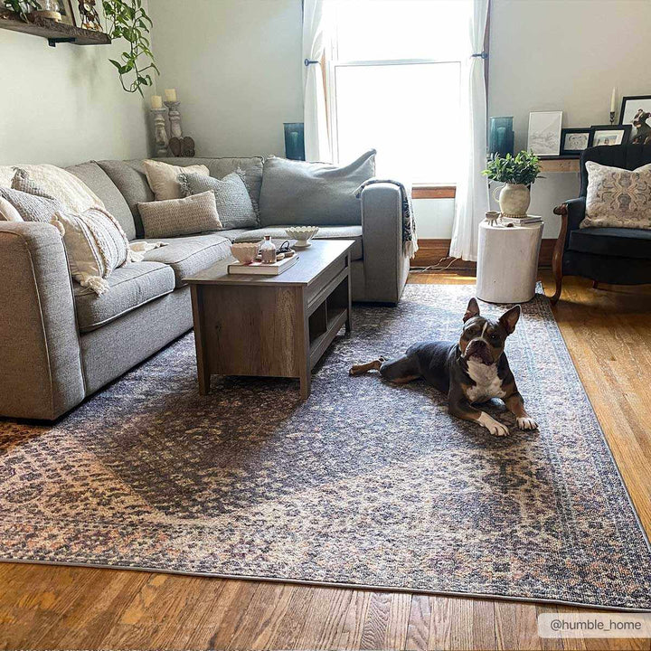 Traditional Oriental Design Beige and Purple Medium pile Area rug - The Rug Decor