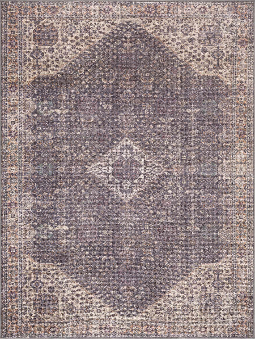 Traditional Oriental Design Beige and Purple Medium pile Area rug - The Rug Decor
