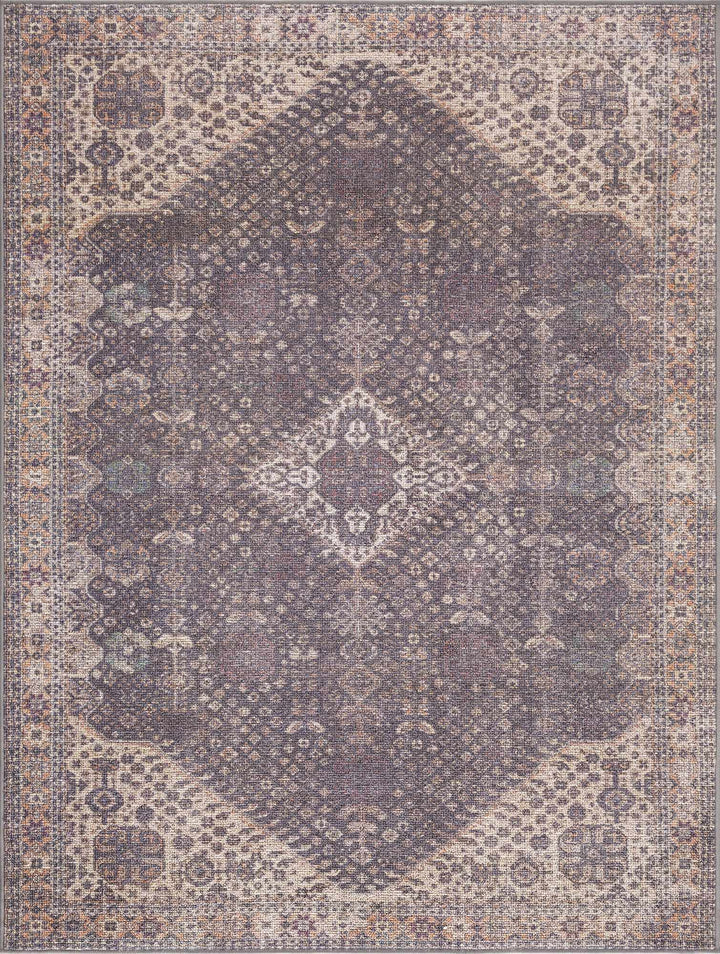 Traditional Oriental Design Beige and Purple Medium pile Area rug - The Rug Decor