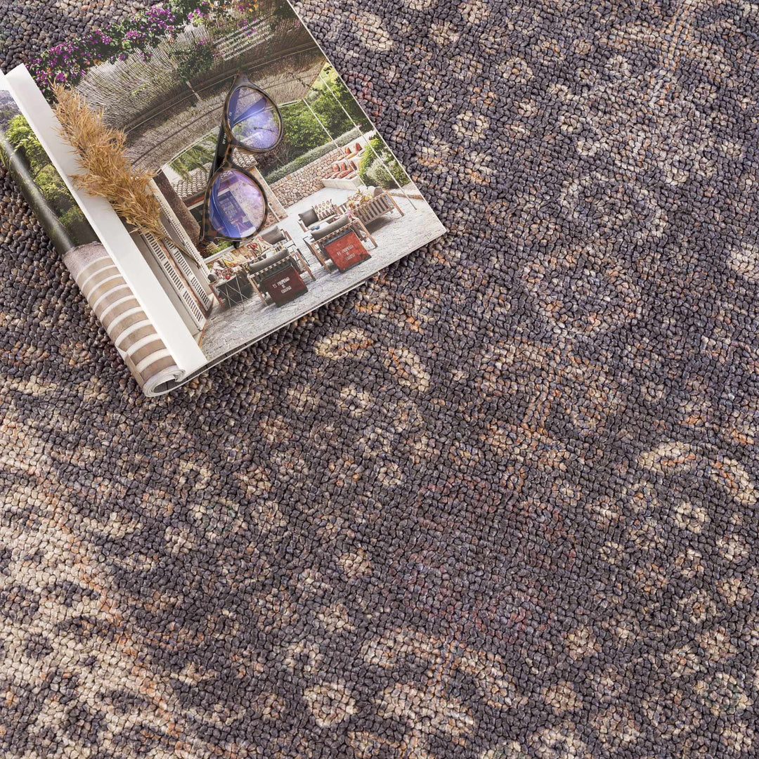 Traditional Oriental Design Beige and Purple Medium pile Area rug - The Rug Decor