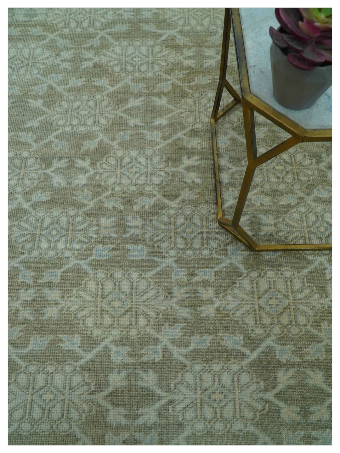 Traditional Oriental Design Brown, Blue And Beige Hand Knotted 6x8 Wool Area Rug - The Rug Decor