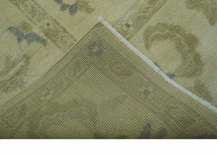 Traditional Oushak Design Beige And Gray Hand Knotted 9x12 Wool Area Rug - The Rug Decor