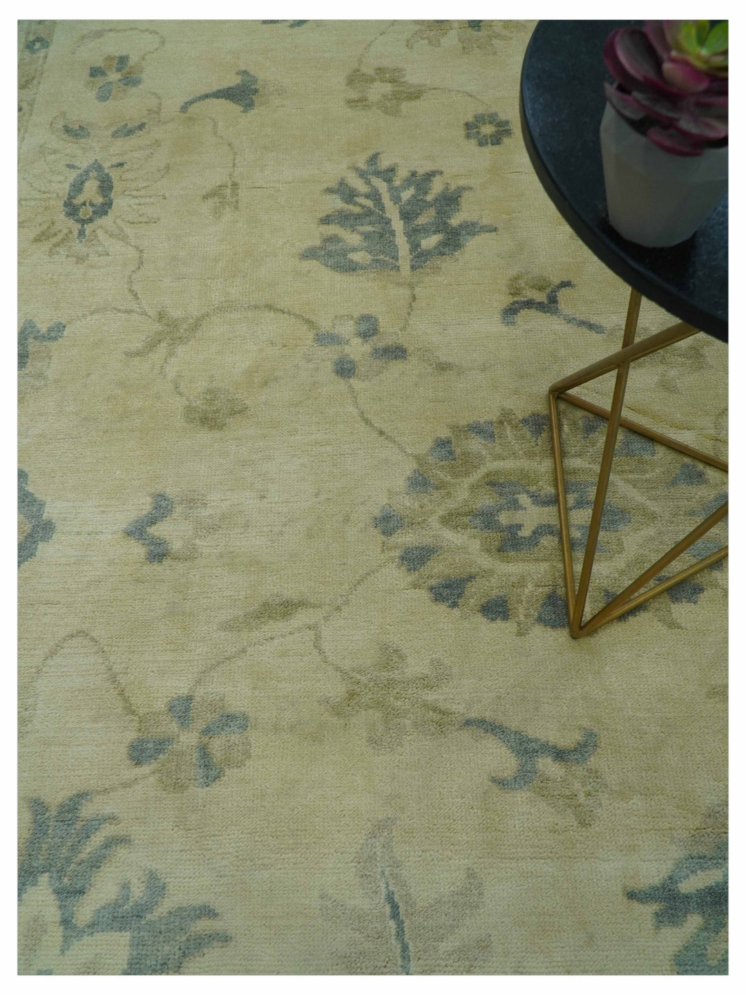 Traditional Oushak Design Beige And Gray Hand Knotted 9x12 Wool Area Rug - The Rug Decor