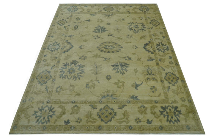 Traditional Oushak Design Beige And Gray Hand Knotted 9x12 Wool Area Rug - The Rug Decor