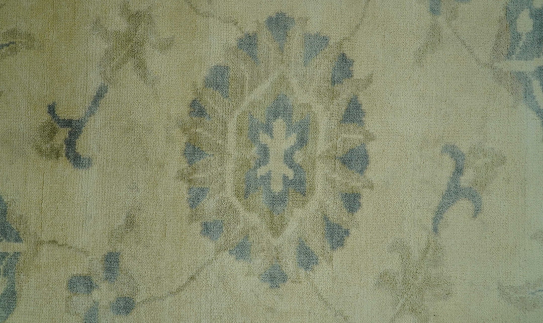Traditional Oushak Design Beige And Gray Hand Knotted 9x12 Wool Area Rug - The Rug Decor