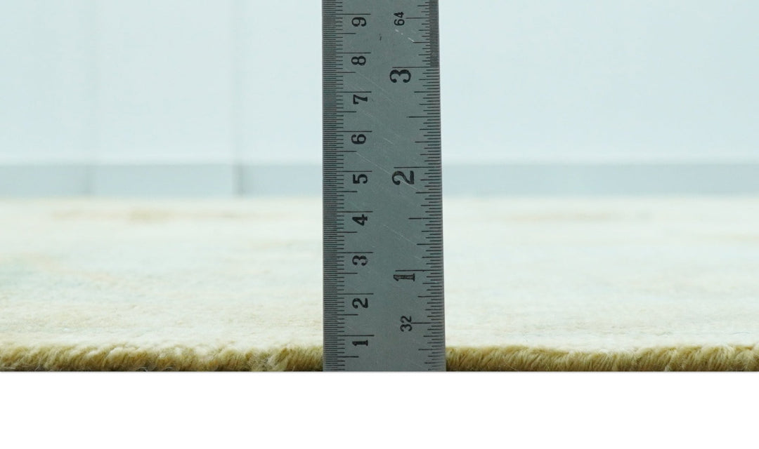 Traditional Oushak Design Blue And Beige Hand Knotted 10x10 Wool Area Rug - The Rug Decor