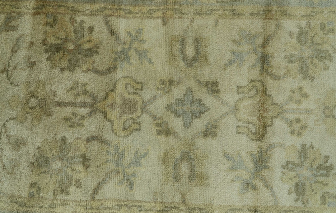 Traditional Oushak Design Blue And Beige Hand Knotted 3x5 Wool Area Rug - The Rug Decor