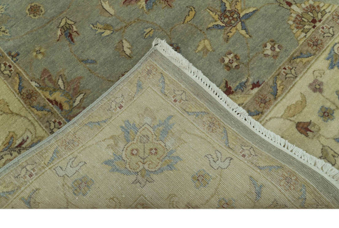 Traditional Oushak Design Green, Blue And Rust 6.5x8 Hand Knotted wool rug - The Rug Decor