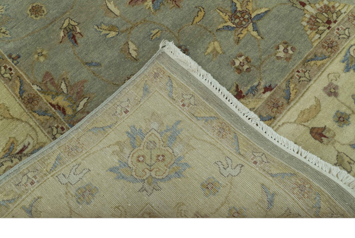 Traditional Oushak Design Green, Blue And Rust 6.5x8 Hand Knotted wool rug - The Rug Decor