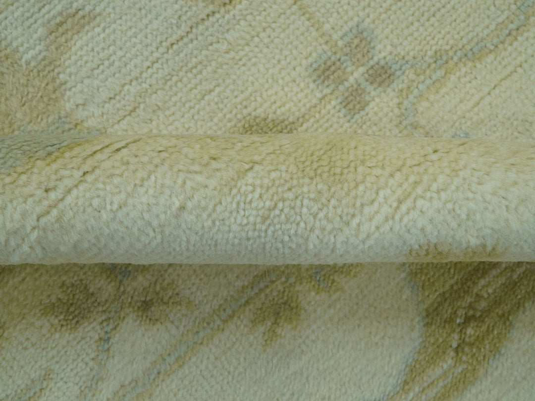 Traditional Oushak Design Ivory And Brown Hand Knotted 8x10 Wool Area Rug - The Rug Decor