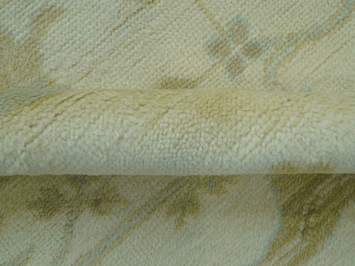 Traditional Oushak Design Ivory And Brown Hand Knotted 8x10 Wool Area Rug - The Rug Decor