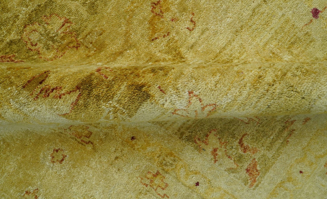 Traditional Oushak Design Olive And Rust Hand Knotted 9x12 Wool Area Rug - The Rug Decor