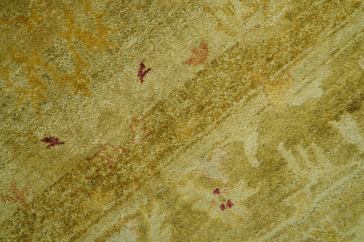 Traditional Oushak Design Olive And Rust Hand Knotted 9x12 Wool Area Rug - The Rug Decor